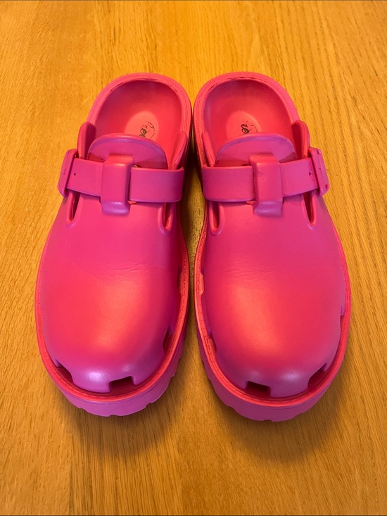 Free People Shoes - Free People Bright Pink Rubber Clog Mules